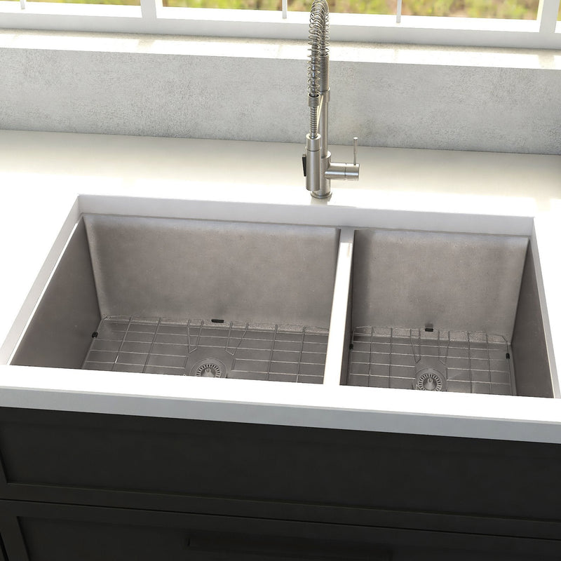 ZLINE 36" Chamonix Undermount Double Bowl Kitchen Sink with Bottom Grid