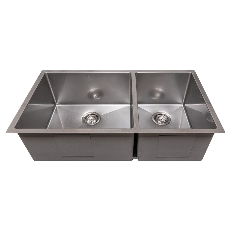 ZLINE 36" Chamonix Undermount Double Bowl Kitchen Sink with Bottom Grid