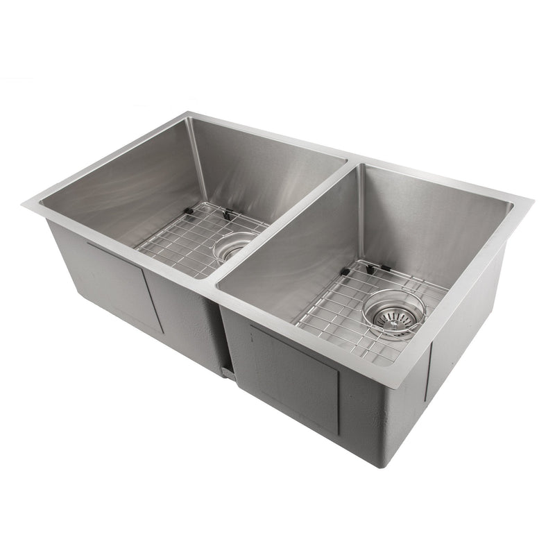 ZLINE 36" Chamonix Undermount Double Bowl Kitchen Sink with Bottom Grid