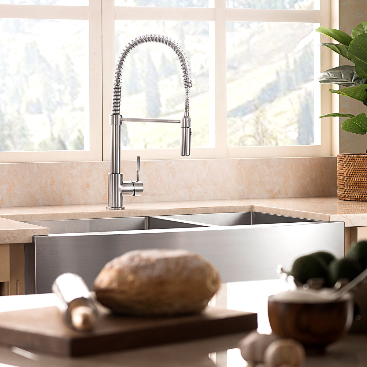 ZLINE 36" Courchevel Farmhouse Apron Mount Double Bowl Kitchen Sink with Bottom Grid 
