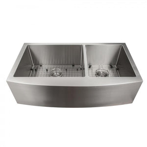 ZLINE 36" Courchevel Farmhouse Apron Mount Double Bowl Kitchen Sink with Bottom Grid 