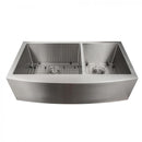 ZLINE 36" Courchevel Farmhouse Apron Mount Double Bowl Kitchen Sink with Bottom Grid 