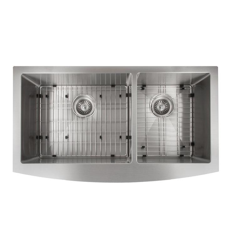 ZLINE 36" Courchevel Farmhouse Apron Mount Double Bowl Kitchen Sink with Bottom Grid 