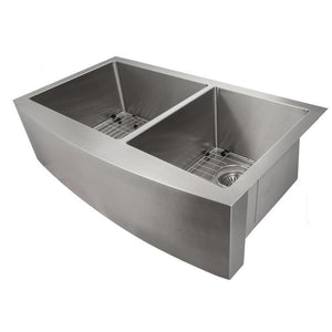 ZLINE 36" Courchevel Farmhouse Apron Mount Double Bowl Kitchen Sink with Bottom Grid 