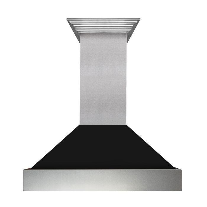 ZLINE Appliance Package - 36" Dual Fuel Range in DuraSnow® with Black Matte Door & 36" Range Hood - 2KP-RASBLMRH36