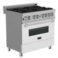 ZLINE Appliance Package - 36" Dual Fuel Range in DuraSnow® with White Matte Door & 36" Range Hood Package - 2KP-RASWMRH36