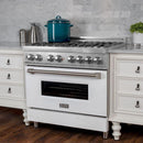 ZLINE Appliance Package - 36" Dual Fuel Range in DuraSnow® with White Matte Door & 36" Range Hood Package - 2KP-RASWMRH36