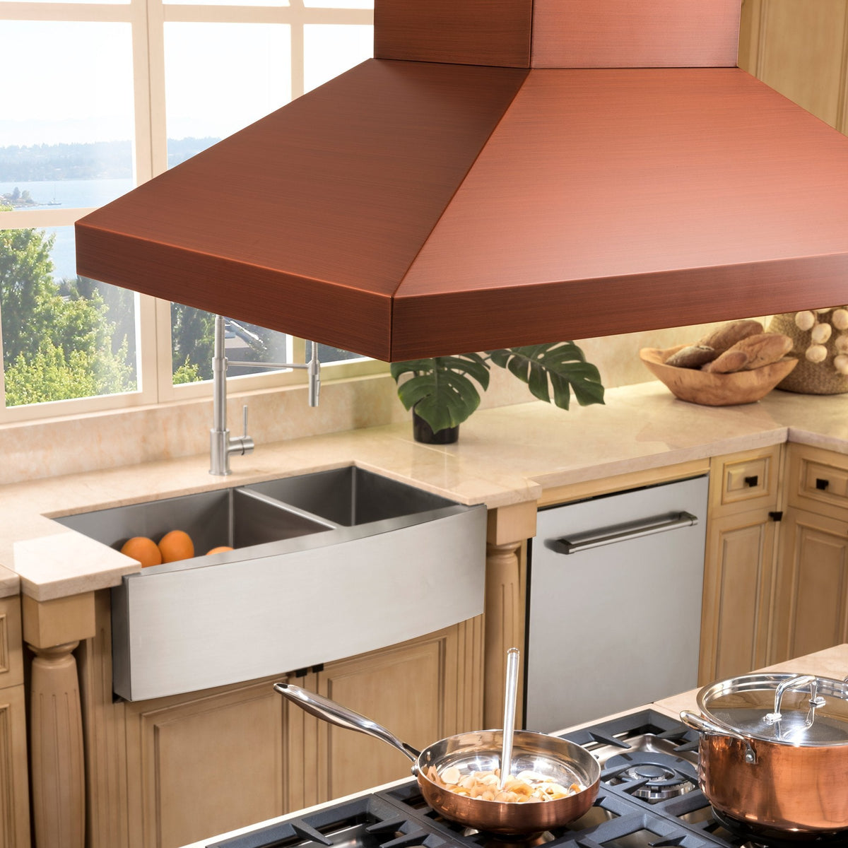ZLINE 36 in. Designer Series Copper Island Mount Range Hood