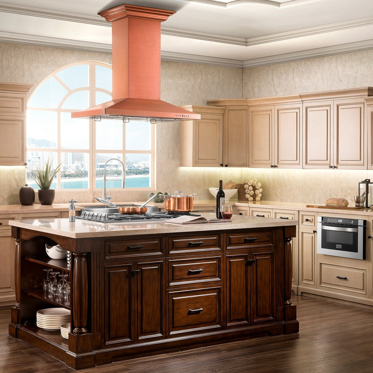 ZLINE 36 in. Designer Series Copper Island Mount Range Hood