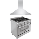 ZLINE Appliance Package - 36 in. Dual Fuel Range with DuraSnow® Door & 36 in. Range Hood