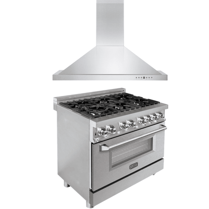 ZLINE Appliance Package - 36 in. Dual Fuel Range with DuraSnow® Door & 36 in. Range Hood