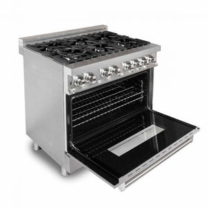ZLINE Appliance Package - 36 in. Dual Fuel Range with DuraSnow® Door & 36 in. Range Hood - 2KP-RASNRH36