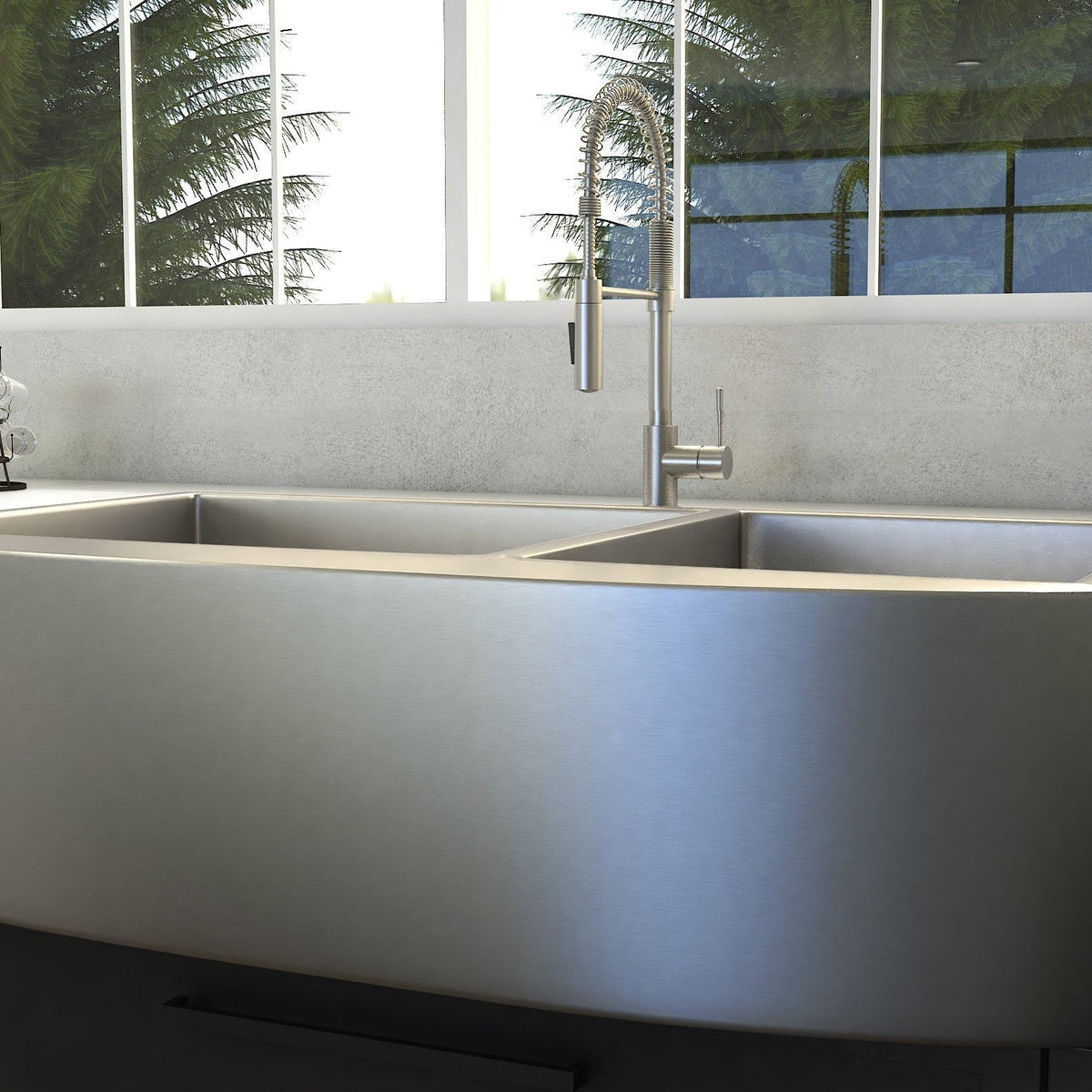 ZLINE 36" Niseko Farmhouse Apron Mount Double Bowl Kitchen Sink with Bottom Grid 