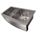 ZLINE 36" Niseko Farmhouse Apron Mount Double Bowl Kitchen Sink with Bottom Grid 