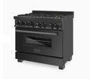 ZLINE 36" Professional Black Stainless Gas Burner And Electric Oven Range