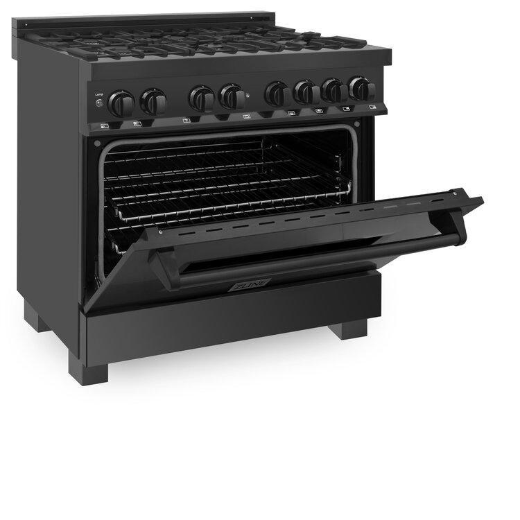 ZLINE 36" Professional Black Stainless Gas Burner And Electric Oven Range