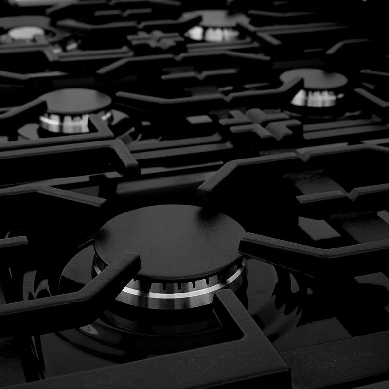 ZLINE 36" Professional Black Stainless Gas Rangetop with 6 Gas Burners - RTB-36