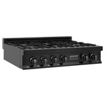 ZLINE 36" Professional Black Stainless Gas Rangetop with 6 Gas Burners - RTB-36