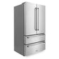 ZLINE 4-Piece Appliance Package - 30 In. Rangetop, Range Hood, Refrigerator, and Double Wall Oven in Stainless Steel - 4KPR-RTRH30-AWS