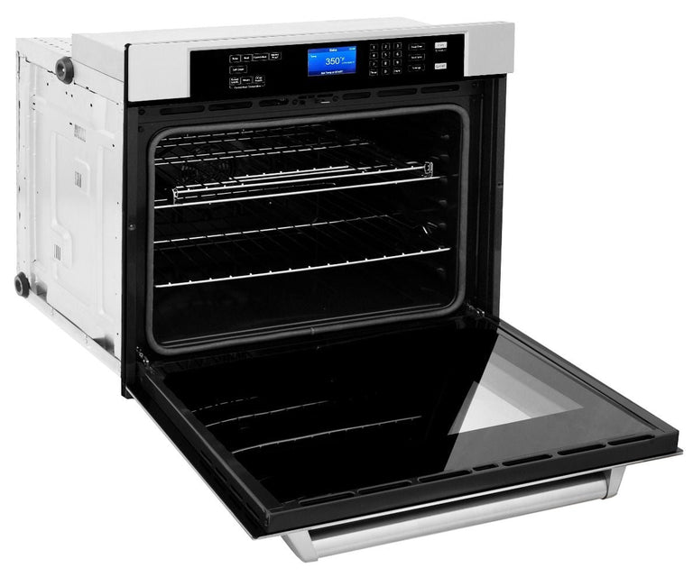 ZLINE 4-Piece Appliance Package - 30 In. Rangetop, Range Hood, Refrigerator, and Double Wall Oven in Stainless Steel - 4KPR-RTRH30-AWS