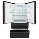 ZLINE 4-Piece Appliance Package - 36 In. Rangetop, Range Hood, Refrigerator, and Wall Oven in Black Stainless Steel - 4KPR-RTBRH36-AWS