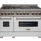 ZLINE Appliance Package - 48" Dual Fuel Range with White Matte Gloss Door & 48" Range Hood - 2KP-RASWMRH48