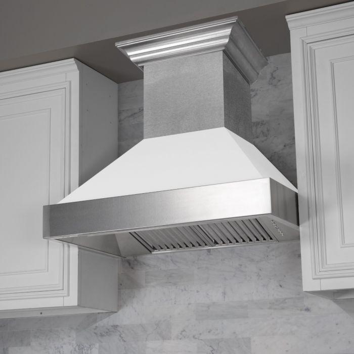 ZLINE Appliance Package - 48" Dual Fuel Range with White Matte Gloss Door & 48" Range Hood - 2KP-RASWMRH48