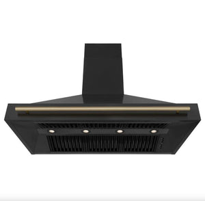 ZLINE 48 in. Autograph Edition Black Stainless Steel Range Hood with Champagne Bronze Handle, BS655Z-48-CB