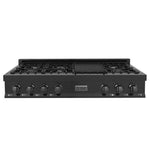 ZLINE 48” Professional Porcelain Rangetop in Black Stainless with 7 Gas Burners