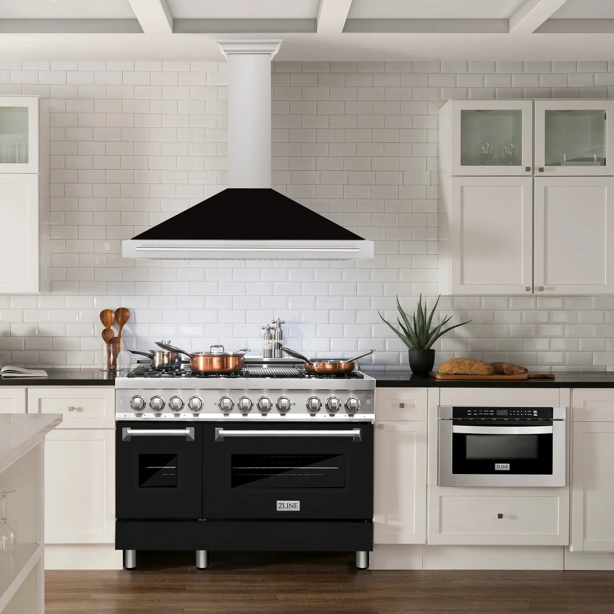 ZLINE 48" Stainless Steel Range Hood with Shell and Stainless Steel Handle 