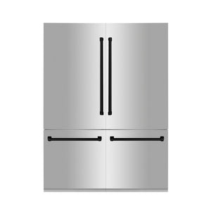 ZLINE 60" Autograph Edition 32.2 cu. ft. Built-in 4-Door French Door Refrigerator with Internal Water and Ice Dispenser in Stainless Steel with Accents RBIVZ-304-60