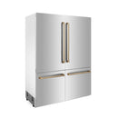 ZLINE 60" Autograph Edition 32.2 cu. ft. Built-in 4-Door French Door Refrigerator with Internal Water and Ice Dispenser in Stainless Steel with Accents RBIVZ-304-60
