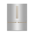 ZLINE 60" Autograph Edition 32.2 cu. ft. Built-in 4-Door French Door Refrigerator with Internal Water and Ice Dispenser in Stainless Steel with Accents RBIVZ-304-60