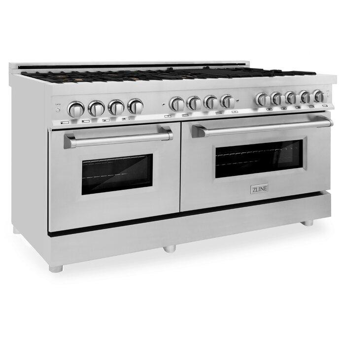 ZLINE 60" Professional Convection Oven Freestanding Double Oven Dual Fuel Range