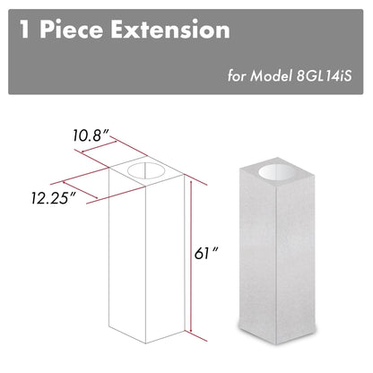 ZLINE 61 in. DuraSnow Stainless Steel Chimney Extension for Ceilings up to 12.5 ft. - 8GL14iS-E