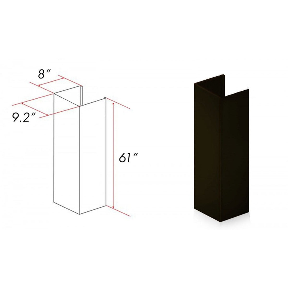 ZLINE 61 in. Extended Chimney and Crown - 8KBB-E