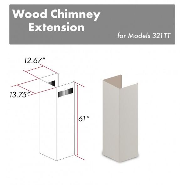 ZLINE 61 in. Wooden Chimney Extension for Ceilings up to 12.5 ft - 321TT-E