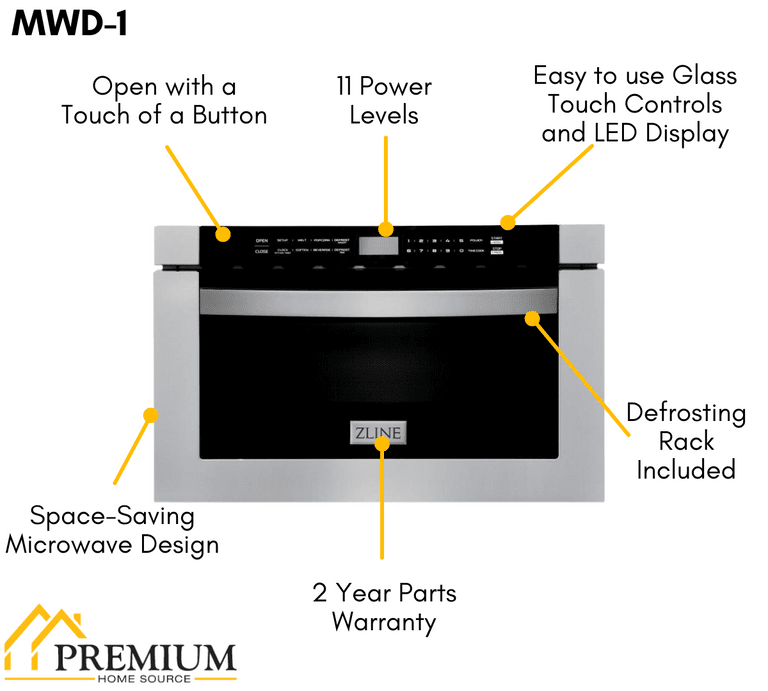 ZLINE Appliance Package - 30 in. Dual Fuel Range, 30 in. Range Hood, Microwave Drawer - 3KP-RARH30-MW