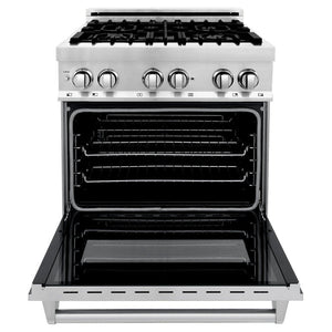 ZLINE Appliance Package - 30 in. Dual Fuel Range, Over-the-Range Microwave, 3 Rack Dishwasher, Refrigerator - 4KPR-RAOTRH30-DWV