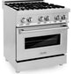 ZLINE Appliance Package - 30 in. Dual Fuel Range, Over-the-Range Microwave, 3 Rack Dishwasher, Refrigerator - 4KPR-RAOTRH30-DWV