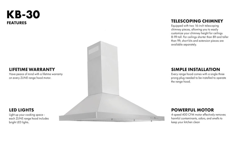 ZLINE Appliance Package - 30 in. Dual Fuel Range, Range Hood, 3 Rack Dishwasher - 3KP-RARH30-DWV