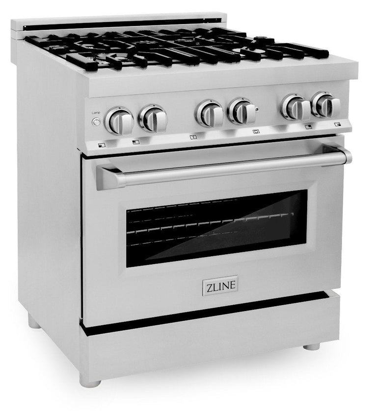 ZLINE Appliance Package - 30 in. Dual Fuel Range, Range Hood, 3 Rack Dishwasher, Refrigerator - 4KPR-RARH30-DWV