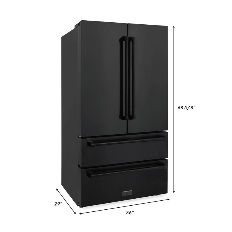 ZLINE Appliance Package - 30" Kitchen Package with Black Stainless Steel Refrigeration, Rangetop, 30" Range Hood and 30" Single Wall Oven - 4KPR-RTBRH30-AWS