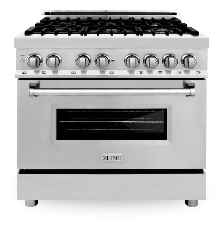 ZLINE Appliance Package - 36 in. Dual Fuel Range, Range Hood, 3 Rack Dishwasher - 3KP-RARH36-DWV