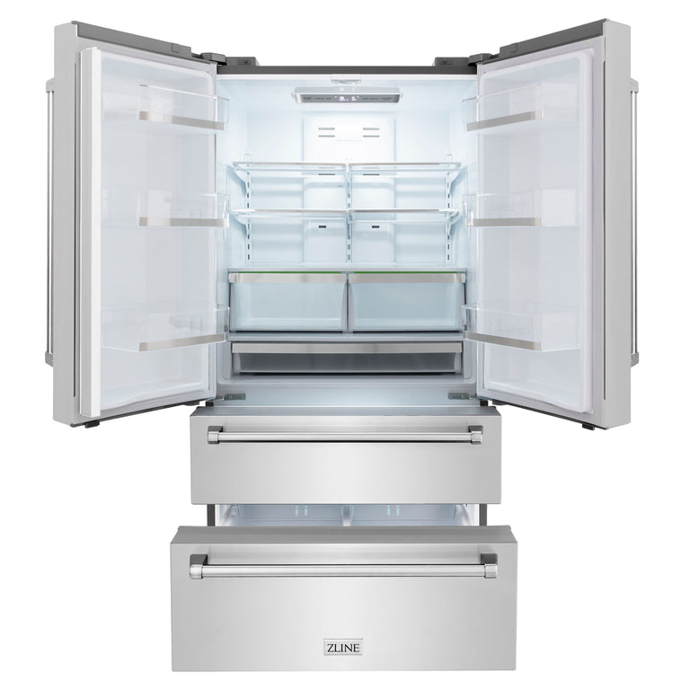 ZLINE Appliance Package - 36 in. Dual Fuel Range, Range Hood, 3 Rack Dishwasher, Refrigerator - 4KPR-RARH36-DWV