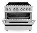 ZLINE Appliance Package - 36 in. Dual Fuel Range, Range Hood, 3 Rack Dishwasher, Refrigerator - 4KPR-RARH36-DWV