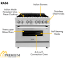 ZLINE Appliance Package - 36 in. Dual Fuel Range, Range Hood, 3 Rack Dishwasher, Refrigerator - 4KPR-RARH36-DWV