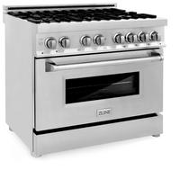 ZLINE Appliance Package - 36 in. Dual Fuel Range, Range Hood, Microwave Drawer - 3KP-RARH36-MW