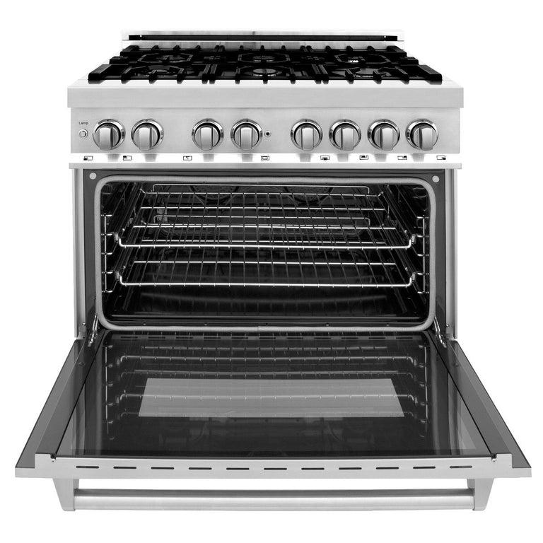 ZLINE Appliance Package - 36 in. Dual Fuel Range, Range Hood, Microwave Drawer - 3KP-RARH36-MW