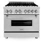 ZLINE Appliance Package - 36 in. Dual Fuel Range, Range Hood, Microwave Drawer - 3KP-RARH36-MW